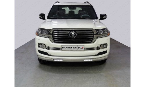 Защита передняя нижняя (овальная с ДХО) 75х42 мм код TOYLC200EXCAL17-02 на Toyota Land Cruiser 200 (Executive,Excalibur) (2016-) 