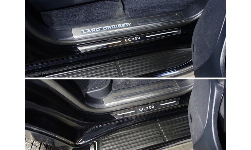 Накладки на пороги (лист зеркальный надпись LC 200) 4шт код TOYLC200EX16-30 на Toyota Land Cruiser 200 (Executive,Excalibur) (2016-) 
