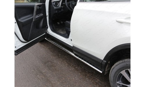 Пороги овальные с проступью 75х42 мм код TOYRAV15-13 на Toyota Rav4 (2015-) 