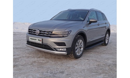 Защита передняя нижняя (овальная длинная) 75х42 мм (Пакет Offroad) код VWTIGOFR17-48 на Volkswagen Tiguan (2017-) 