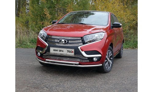 Защита передняя нижняя (двойная) 42,4/42,4 мм код LADXRAY16-14 на Lada XRAY (2016-) 