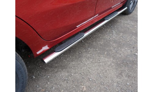 Пороги овальные с накладкой 75х42 мм код LADXRAY16-16 на Lada XRAY (2016-) 