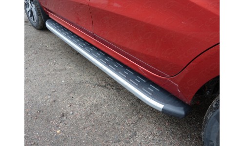 Пороги алюминиевые с пластиковой накладкой (карбон серебро) 1720 мм код LADXRAY16-21SL на Lada XRAY (2016-) 