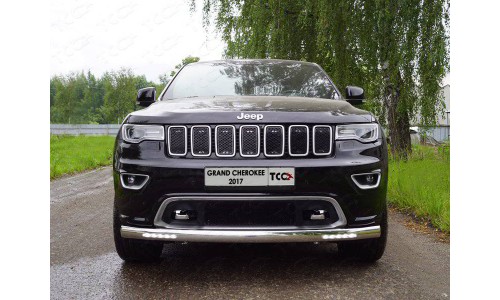 Защита передняя (овальная длинная (с ДХО) 75х42 мм код GRCHER17-18 на Jeep Grand Cherokee (2017-) 