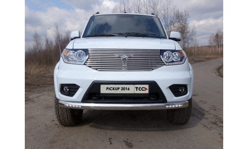 Защита передняя нижняя (овальная с ДХО) 75х42 мм код UAZPIC2016-13 на UAZ PATRIOT PICKUP (2015-) 