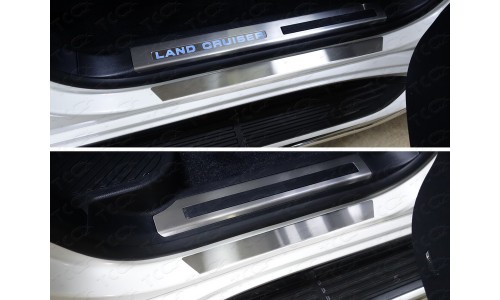 Накладки на пороги (лист шлифованный) код TOYLC20015-19 на Toyota Land Cruiser 200 (2015-2019) 
