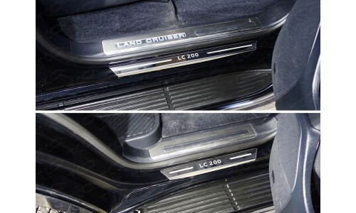 Накладки на пороги с гибом (лист зеркальный надпись LC 200) 4шт код TOYLC20015-29 на Toyota Land Cruiser 200 (2015-2019) 