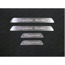 Накладки на пластиковые пороги вставка (лист шлифорванный Cayenne Turbo) 4 шт. PORSCAY18-10