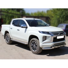 Защита переднего бампера двойная d-76 с доп.накладками (MPL19_1.2)